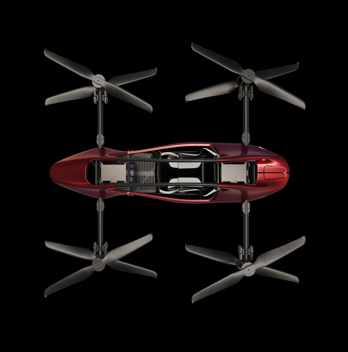 YIVTOL S-ZERO top view showing four arms and eight coaxial rotors