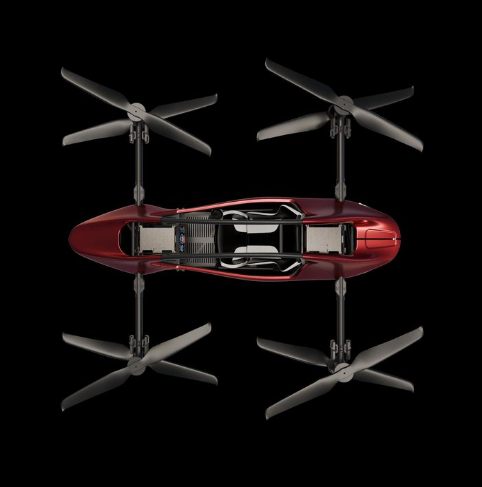 YIVTOL S-ZERO seen from above, four arms and eight rotors
